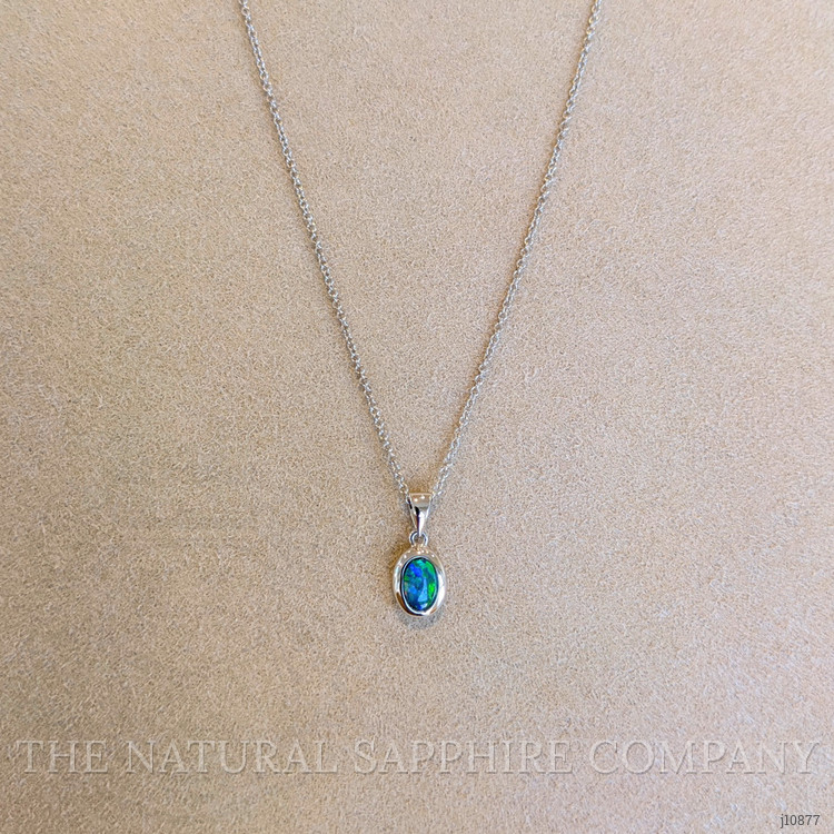 0.32 Ct. Opal Bezel Pendant, 14K White Gold
