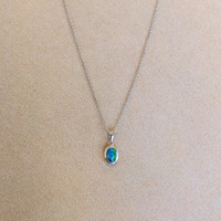 0.32 Ct. Opal Bezel Pendant, 14K White Gold Image
