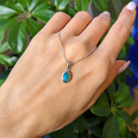 0.32 Ct. Opal Bezel Pendant, 14K White Gold Life Style