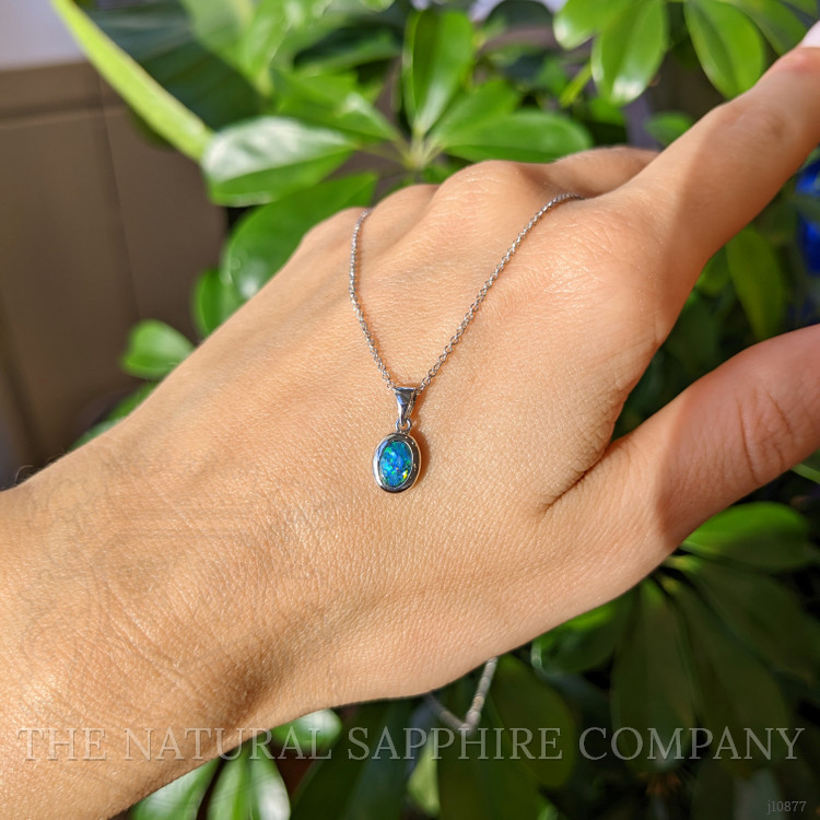 0.32 Ct. Opal Bezel Pendant, 14K White Gold