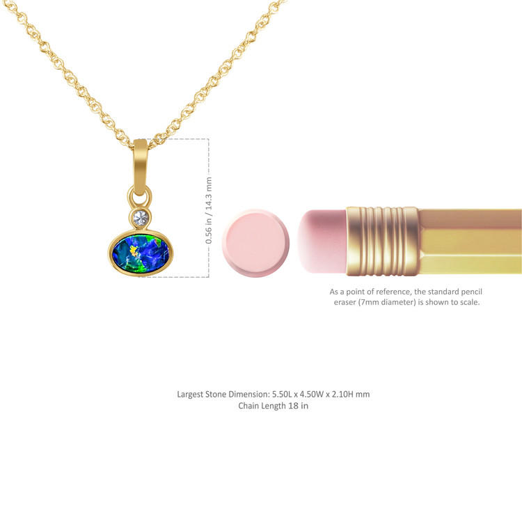 0.33 Ct. Opal Natural Diamond Bezel Pendant, 14K Yellow Gold