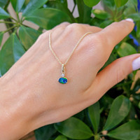 0.33 Ct. Opal Natural Diamond Bezel Pendant, 14K Yellow Gold Life Style