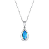 0.44 Ct. Opal Bezel Pendant, 14K White Gold Image