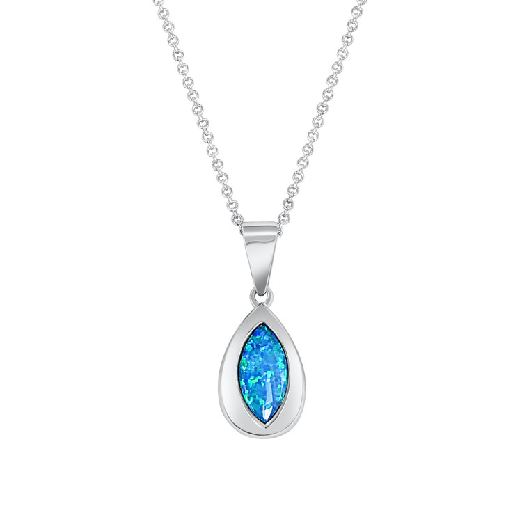 0.44 Ct. Opal Bezel Pendant, 14K White Gold