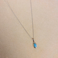0.44 Ct. Opal Bezel Pendant, 14K White Gold Image