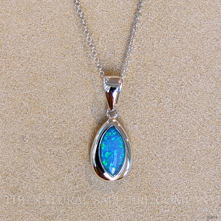 0.44 Ct. Opal Bezel Pendant, 14K White Gold