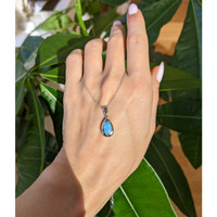 0.44 Ct. Opal Bezel Pendant, 14K White Gold Life Style