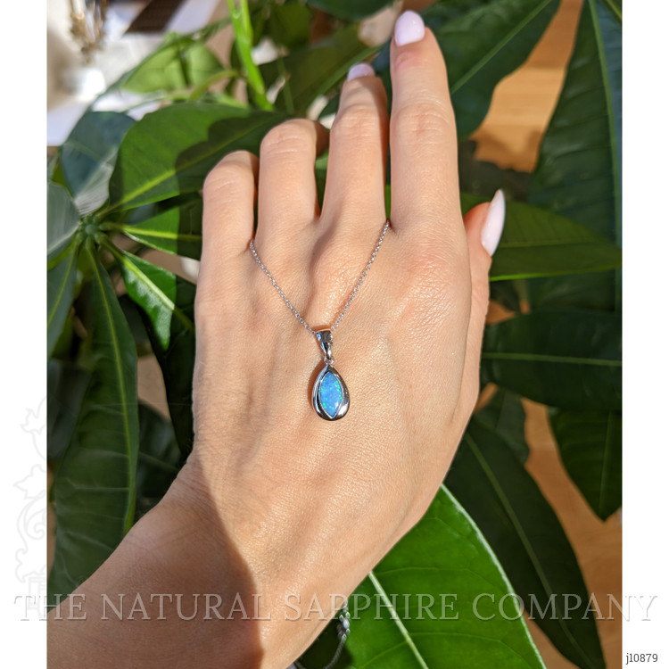 0.44 Ct. Opal Bezel Pendant, 14K White Gold