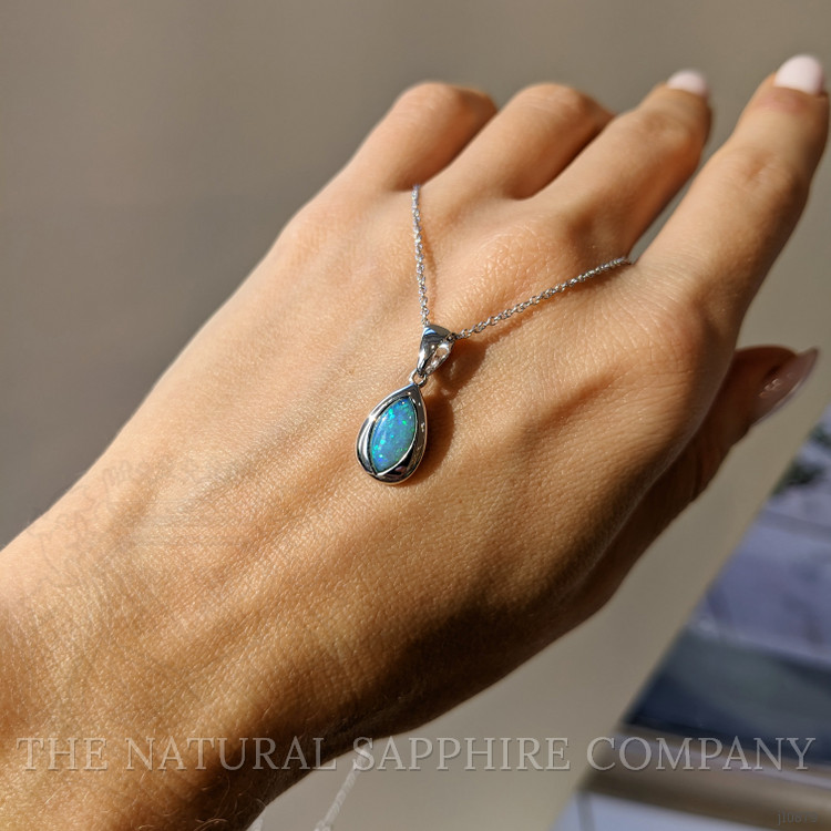 0.44 Ct. Opal Bezel Pendant, 14K White Gold