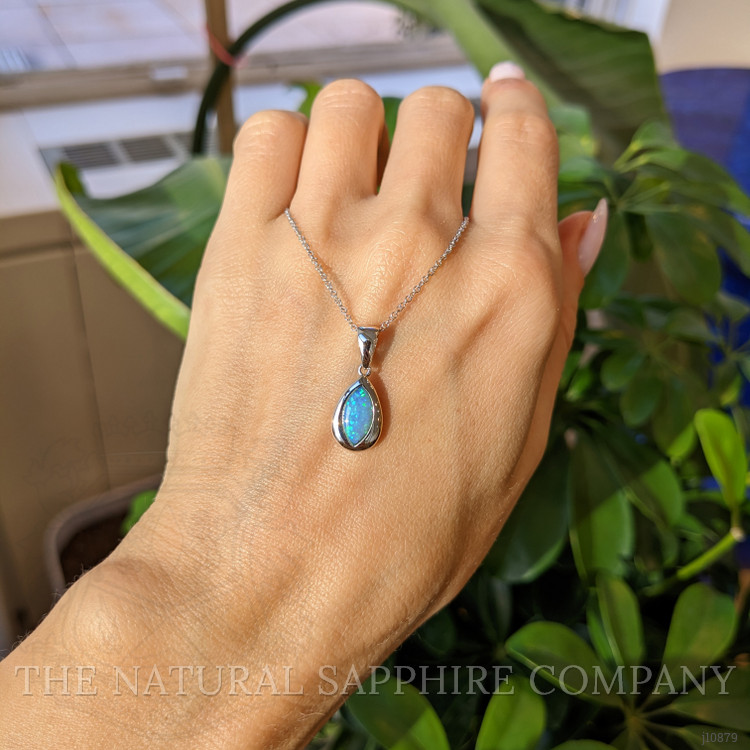 0.44 Ct. Opal Bezel Pendant, 14K White Gold