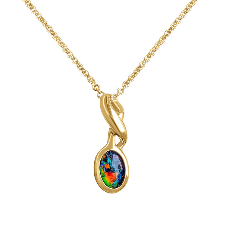 0.37 Ct. Opal Bezel Pendant, 14K Yellow Gold