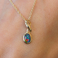0.37 Ct. Opal Bezel Pendant, 14K Yellow Gold Image