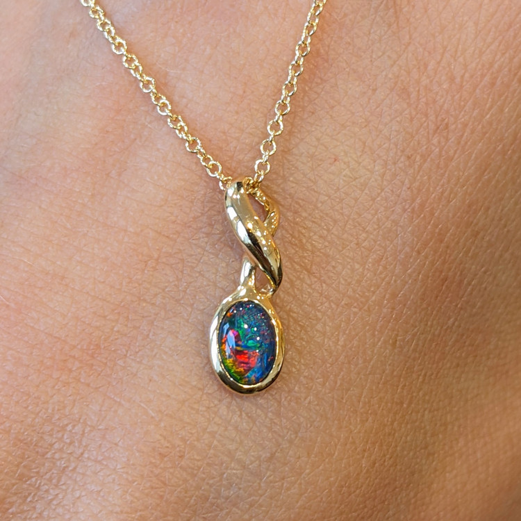 0.37 Ct. Opal Bezel Pendant, 14K Yellow Gold
