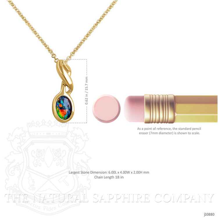 0.37 Ct. Opal Bezel Pendant, 14K Yellow Gold