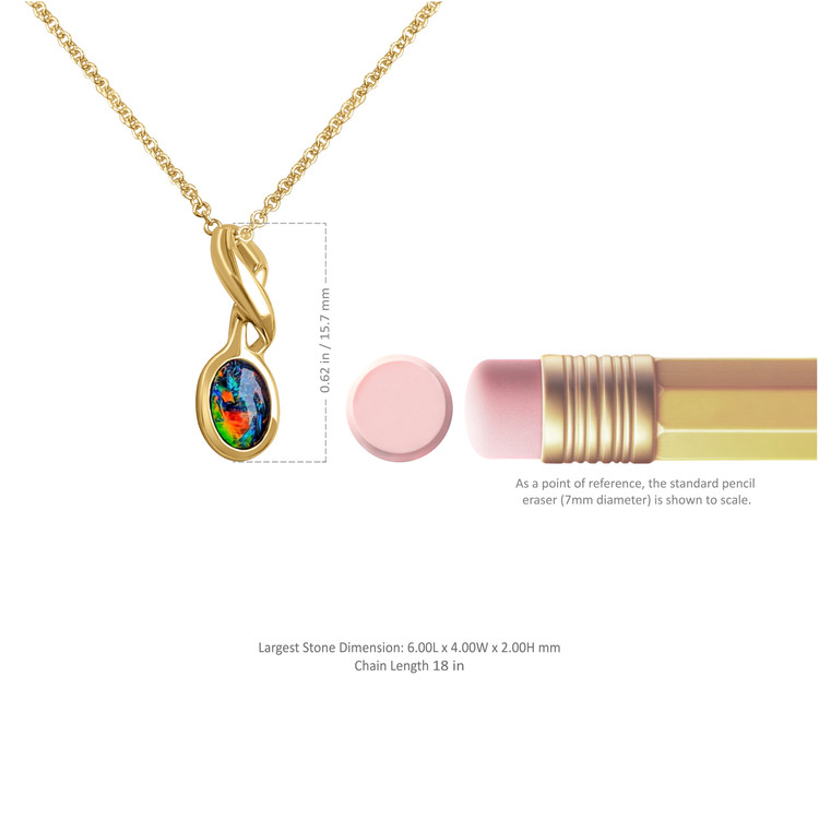 0.37 Ct. Opal Bezel Pendant, 14K Yellow Gold