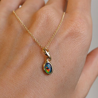 0.37 Ct. Opal Bezel Pendant, 14K Yellow Gold Life Style