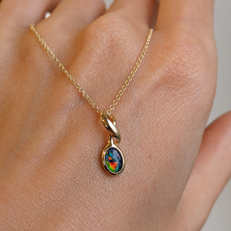 0.37 Ct. Opal Bezel Pendant, 14K Yellow Gold