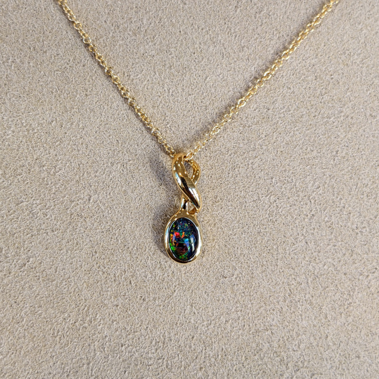0.37 Ct. Opal Bezel Pendant, 14K Yellow Gold