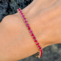7.31 Ct.Tw. Ruby Tennis/Line Bracelet, 14K Yellow Gold Image