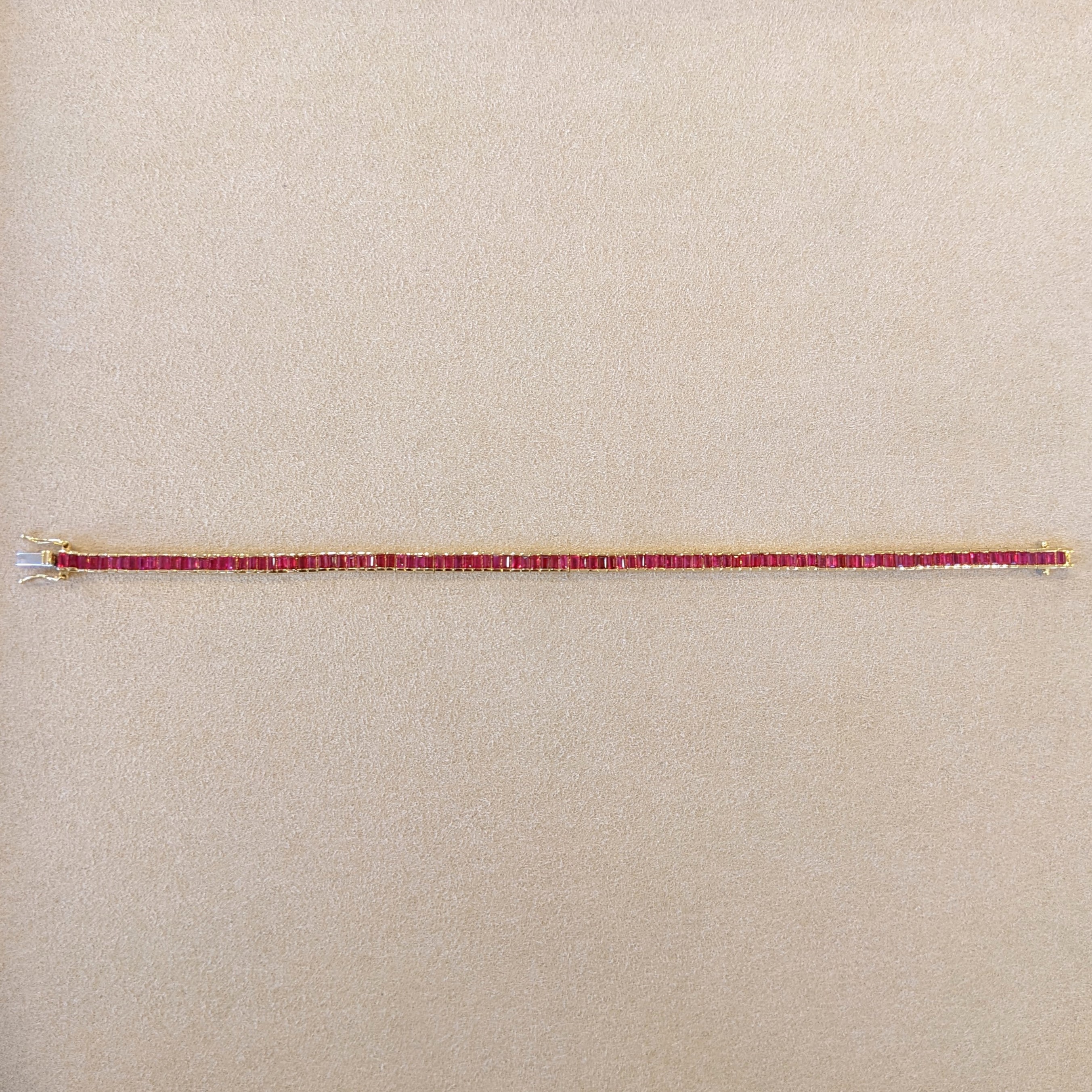 Pinkish Red Ruby Tennis/Line Bracelet - Baguette (Straight) 5.88