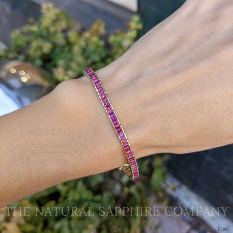 5.88 Ct.Tw. Ruby Tennis/Line Bracelet, 14K Yellow Gold