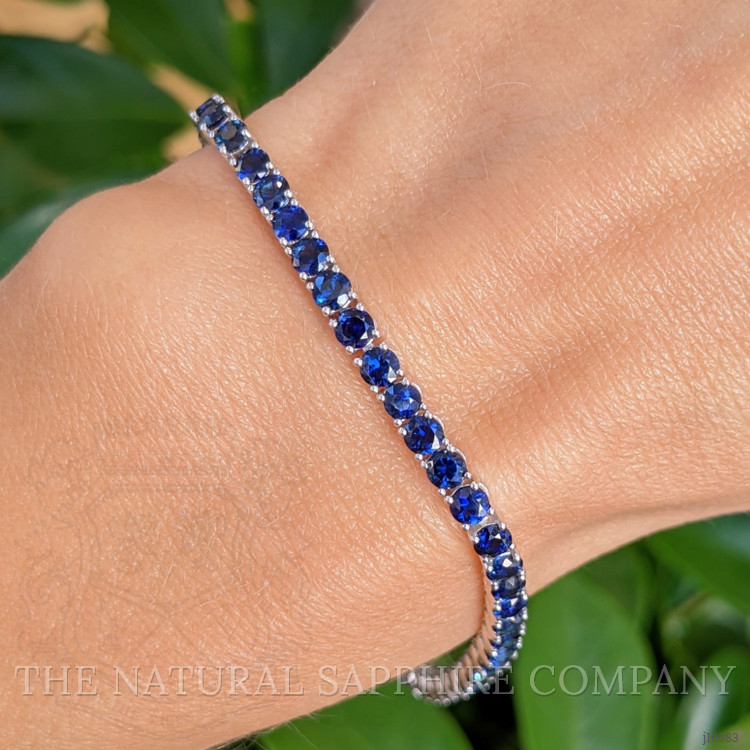 7.96 Ct.Tw. Blue Sapphire Tennis/Line Bracelet, 14K White Gold