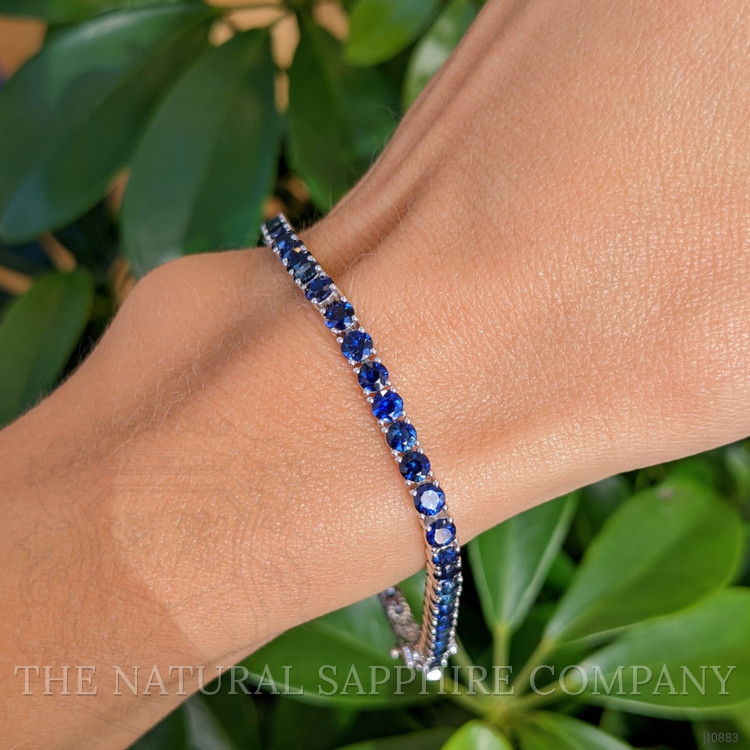 7.96 Ct.Tw. Blue Sapphire Tennis/Line Bracelet, 14K White Gold