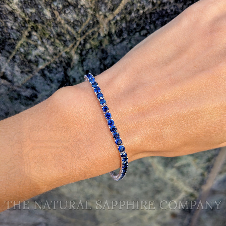 7.96 Ct.Tw. Blue Sapphire Tennis/Line Bracelet, 14K White Gold