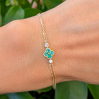 0.15 Ct.Tw. Emerald Natural Diamond Bezel Bracelet, 14K Yellow Gold Image