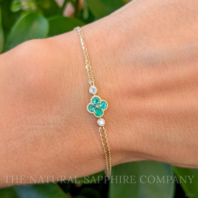 0.15 Ct.Tw. Emerald Natural Diamond Bezel Bracelet, 14K Yellow Gold