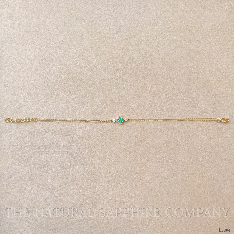 0.15 Ct.Tw. Emerald Natural Diamond Bezel Bracelet, 14K Yellow Gold