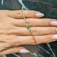 0.15 Ct.Tw. Emerald Natural Diamond Bezel Bracelet, 14K Yellow Gold Life Style