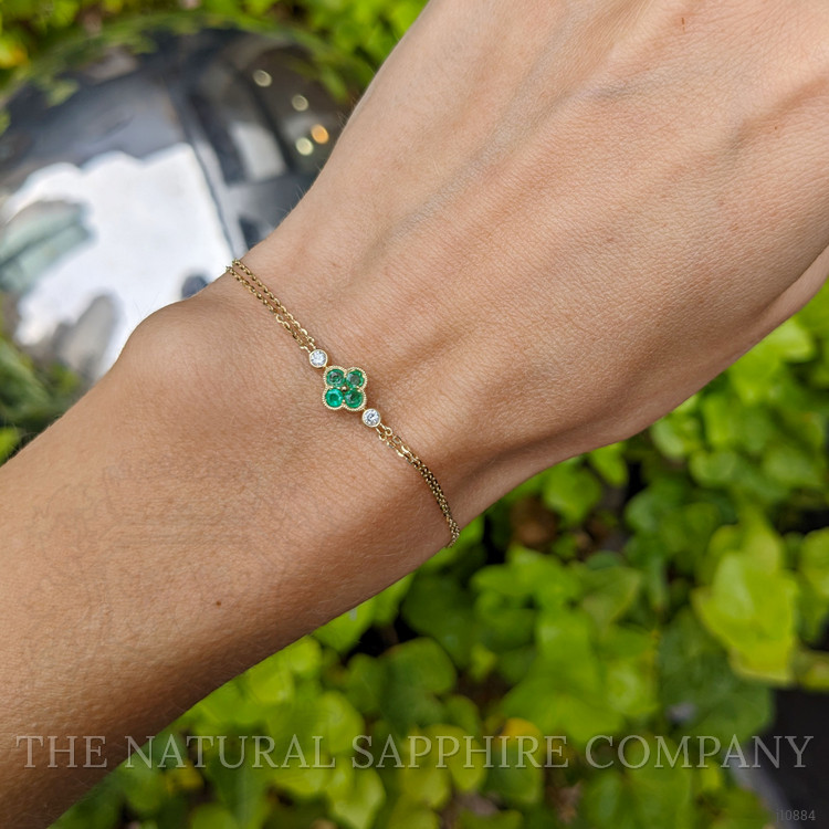 0.15 Ct.Tw. Emerald Natural Diamond Bezel Bracelet, 14K Yellow Gold