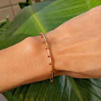 0.18 Ct.Tw. Ruby Bangle Bracelet, 14K Yellow Gold Life Style