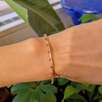 0.18 Ct.Tw. Ruby Bangle Bracelet, 14K Yellow Gold Life Style