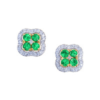 0.29 Ct.Tw. Emerald Natural Diamond Studs Earrings, 14K Yellow Gold Image