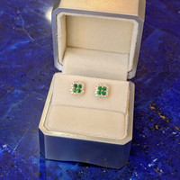0.29 Ct.Tw. Emerald Natural Diamond Studs Earrings, 14K Yellow Gold Life Style