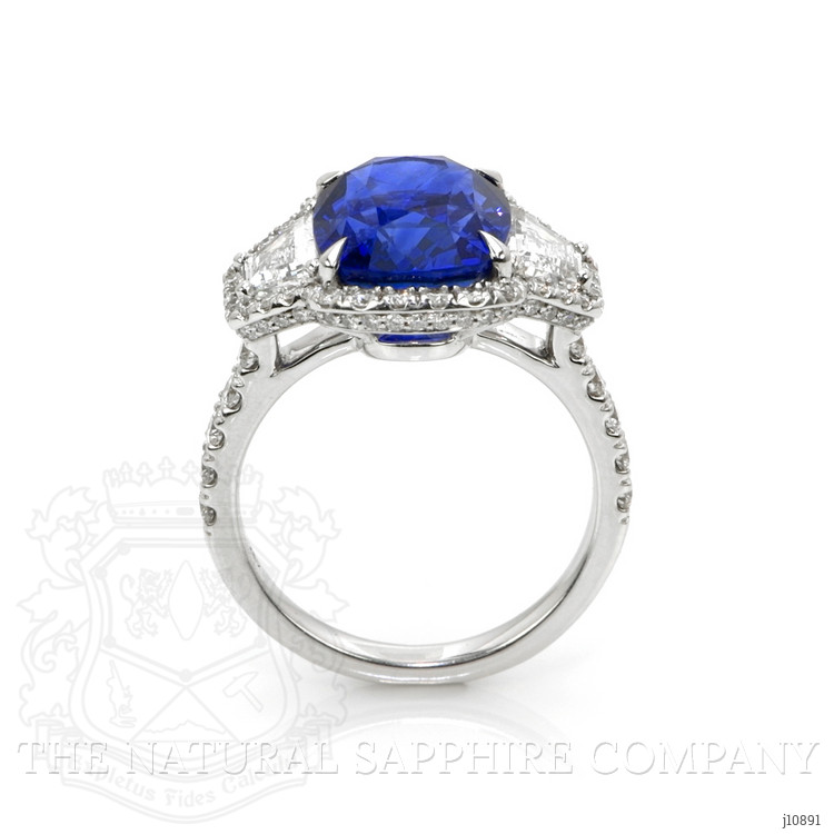 7.05 Ct. Blue Sapphire and Natural Diamond Antique Style Ring, 18K White Gold