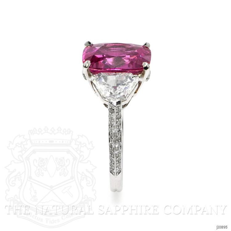 5.80 Ct. Pink Sapphire and Natural Diamond Three Stone Ring, Platinum 950