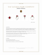 4.02 Ct. Ruby and Natural Diamond Pave Ring, 18K White & Yellow Appraisal