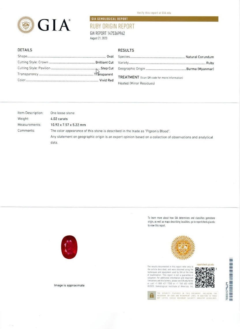 4.02 Ct. Ruby and Natural Diamond Pave Ring, 18K White & Yellow