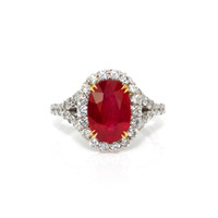 4.02 Ct. Ruby Natural Diamond Pave Ring, 18K White & Yellow Video