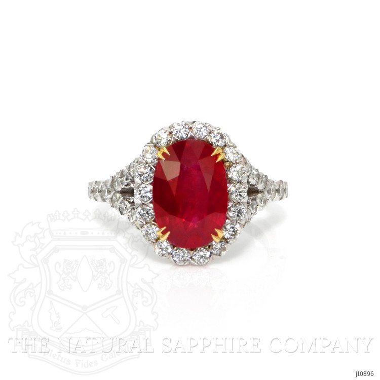 4.02 Ct. Ruby Natural Diamond Pave Ring, 18K White & Yellow
