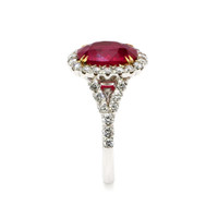 4.02 Ct. Ruby Natural Diamond Pave Ring, 18K White & Yellow Image