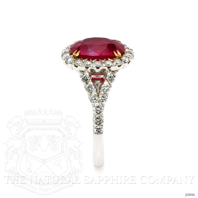 4.02 Ct. Ruby Natural Diamond Pave Ring, 18K White & Yellow