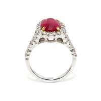 4.02 Ct. Ruby Natural Diamond Pave Ring, 18K White & Yellow Image