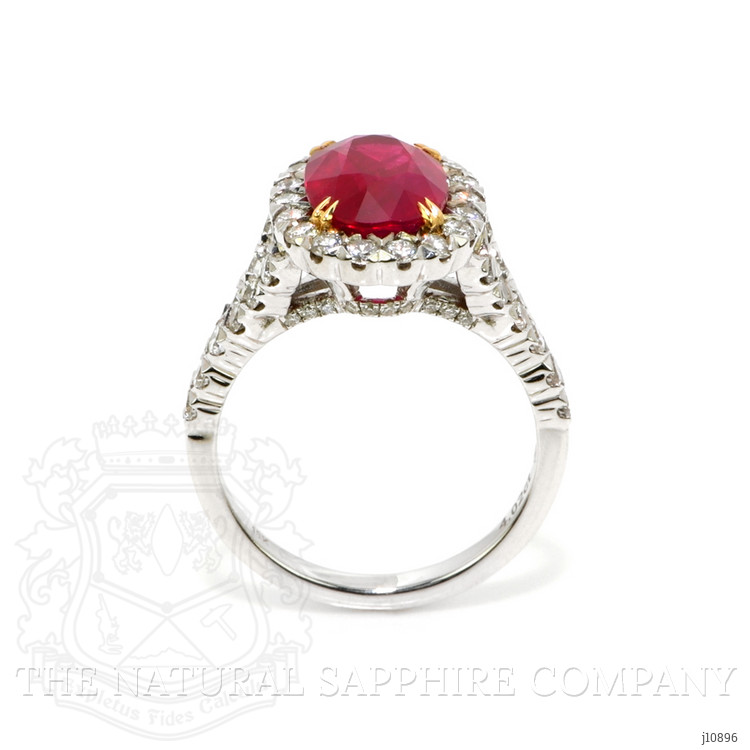 4.02 Ct. Ruby Natural Diamond Pave Ring, 18K White & Yellow