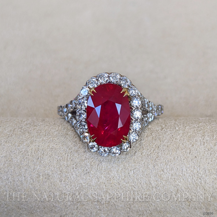 4.02 Ct. Ruby Natural Diamond Pave Ring, 18K White & Yellow