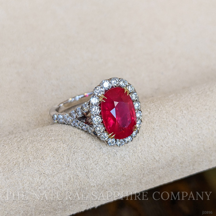 4.02 Ct. Ruby Natural Diamond Pave Ring, 18K White & Yellow