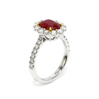2.19 Ct. Ruby Natural Diamond Pave Ring, 18K White & Yellow Image